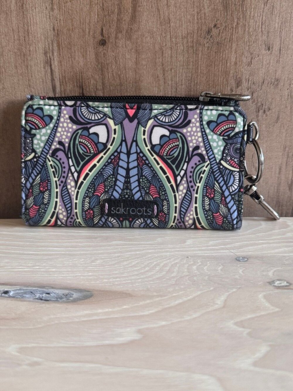 Sakroots Eco-Twill Encino Essential Wallet, Blue, teal, purple, salmon - Picture 2 of 5